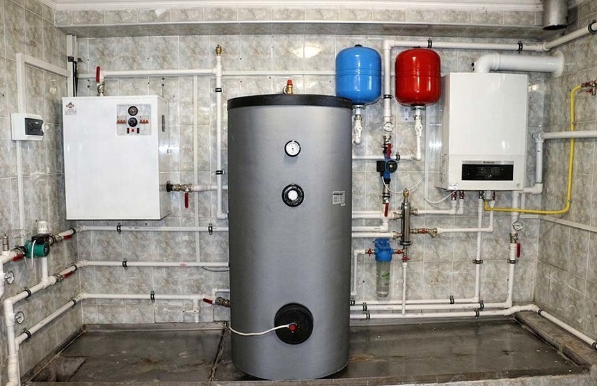 Boiler for indirect heating in the boiler room
