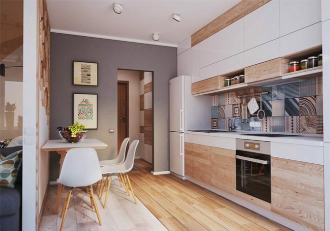 Cozy kitchen design in a studio apartment