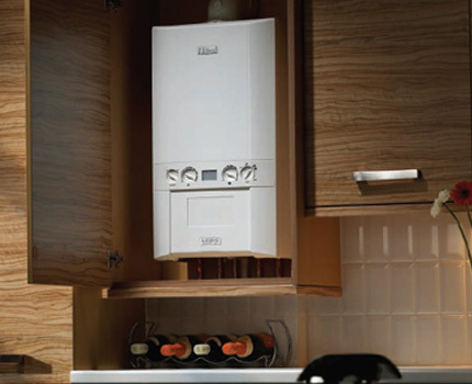 Built-in installation of a wall-mounted gas boiler 