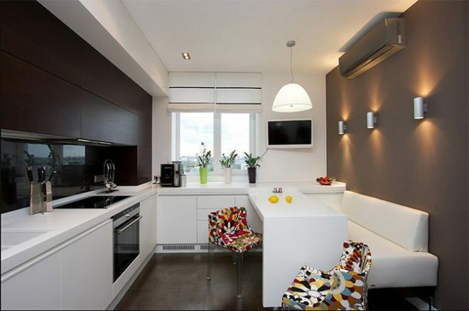 Modern interior design of a small kitchen