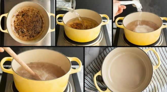 How to clean a burnt enamel pot with your own hands?