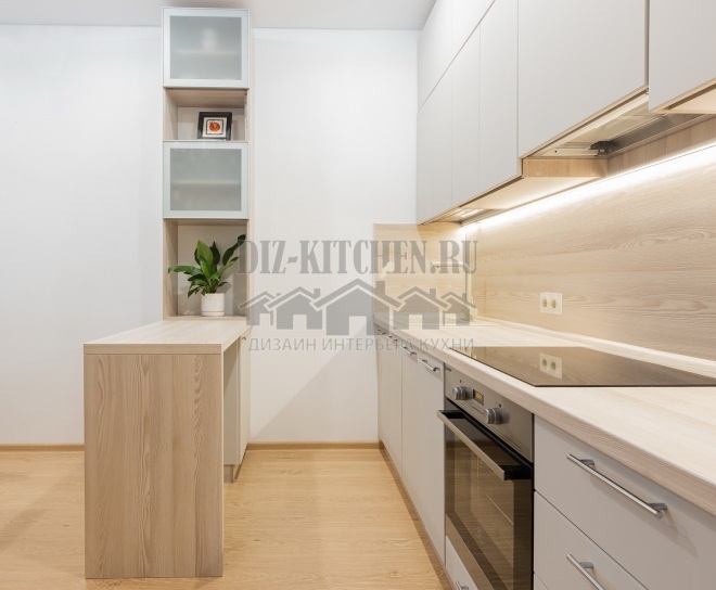 Scandinavian minimalism style white kitchen with bar counter