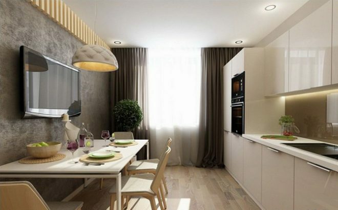 Kitchen design 9 sq.m. with linear layout