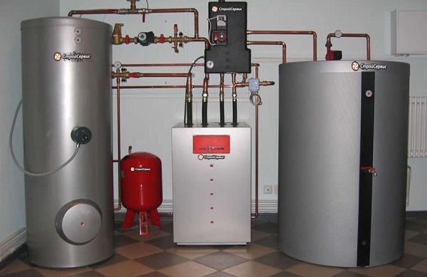 Boiler room with floor standing gas boiler