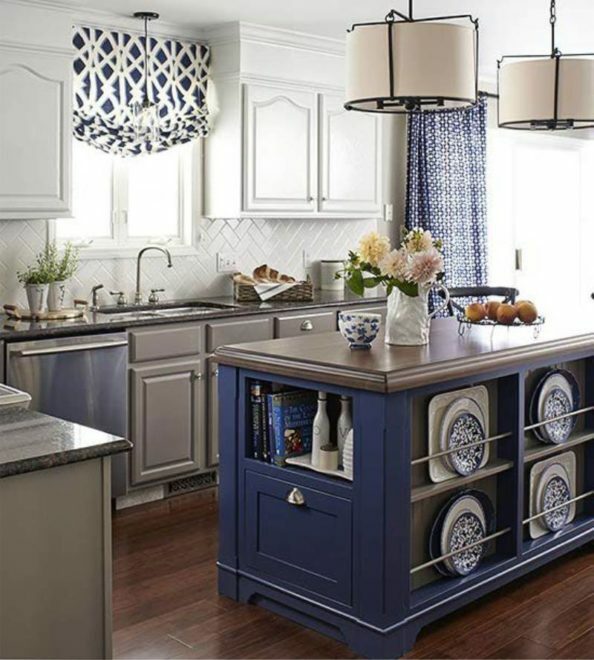 blue kitchen with pastel colors