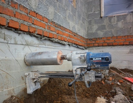 Drilling a foundation for a ventilation hole