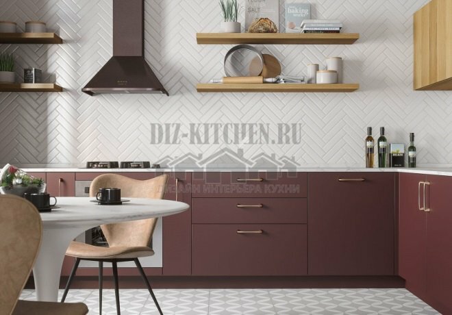 Modern corner kitchen Alp Rosso Jaipur burgundy