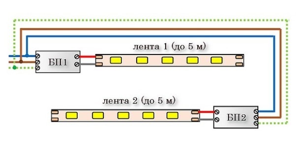 Connection diagram with 2 power supplies
