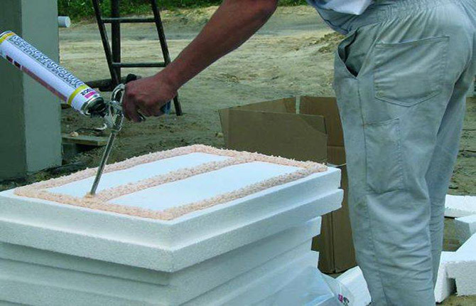 How to glue foam plastic to concrete structures