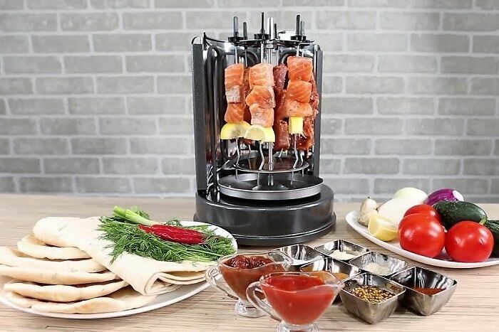 Vertical BBQ grill on the table