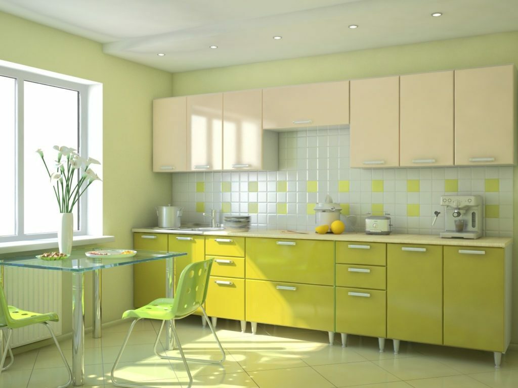 kitchen in pistachio color