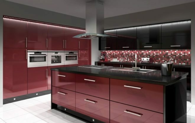 burgundy kitchen