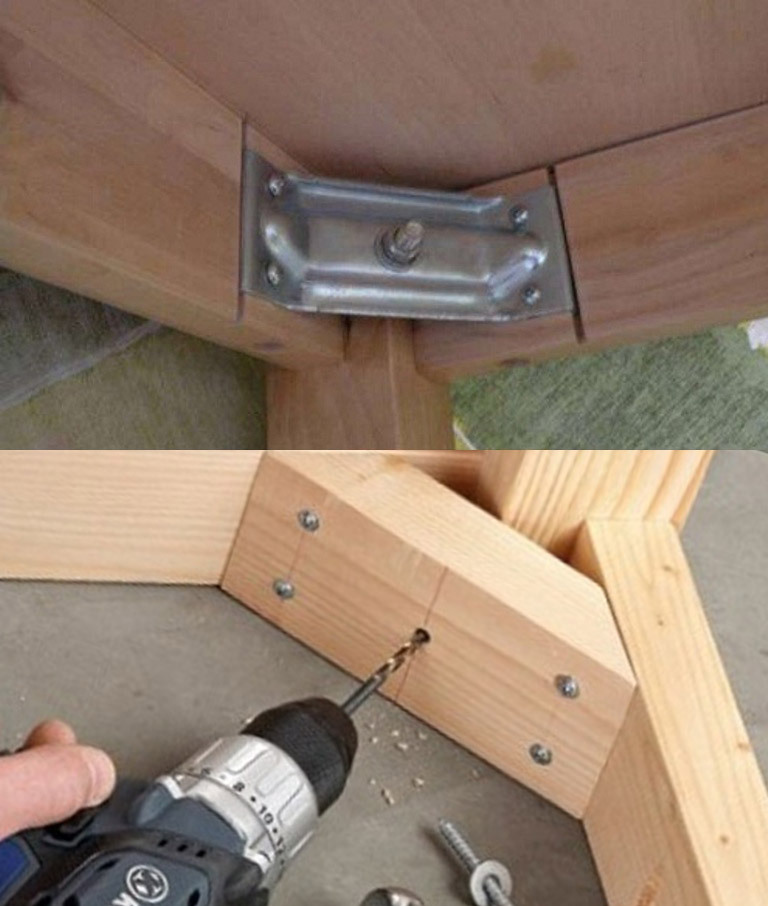 Stůl pro kutily v altánu: vyrobeno ze dřeva, kovu, výkresy, postupný stavební proces, foto